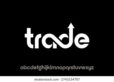 A stylized word 'trade' with an infinity symbol integrated into the 'a' and 'd', and an upward arrow replacing the 'e'.