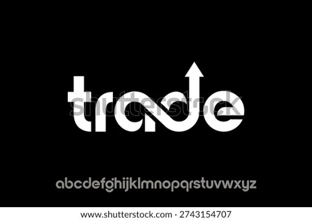 A stylized word 'trade' with an infinity symbol integrated into the 'a' and 'd', and an upward arrow replacing the 'e'.