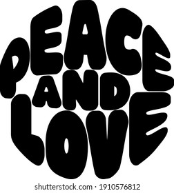 Stylized words peace and love