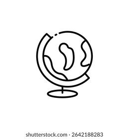 Stylized World Globe Icon With Earth Geography On White Canvas