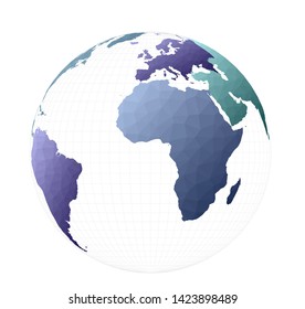 Stylized world map illustration in shades of blue and green. Orthographic projection. Perfect for presentations.