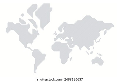Stylized world map made of diagonal lines. World map in a simple form made of lines.