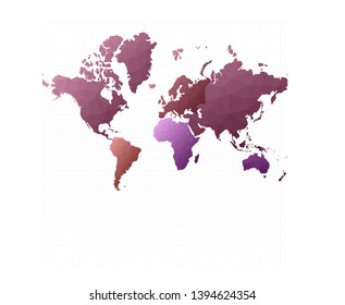 Stylized world map in Mercator projection with emotional vector design.
