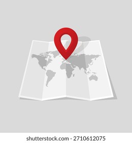 Stylized world map with red location pin over India, symbolizing global travel, navigation, or business focus.
