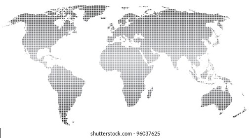 Stylized world map ,square dots.Vector.  Separate layers
