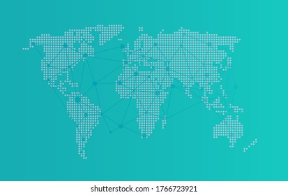 Stylized world map with transportation lines. The concept of transportation, intercontinental communication