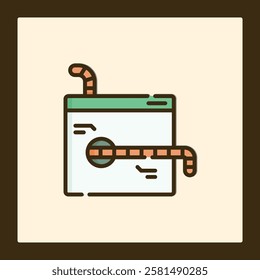 Stylized Worm Icon: Digital Data Breach Illustration