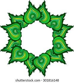 Stylized wreath of green leaves. Vector illustration. 