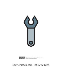 Stylized Wrench Icon Representing Home Renovation and Repair Services in a Clean Modern Design