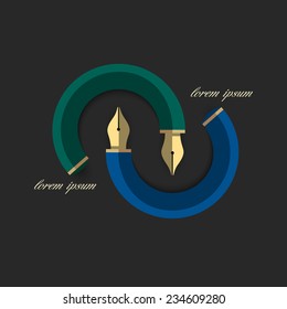 Stylized writing pen - variation 3. Vector EPS10 