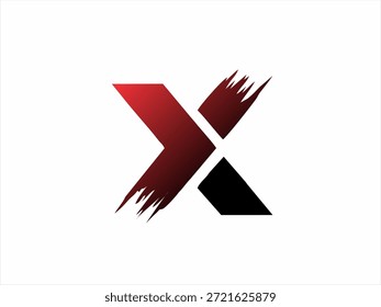 Logo estilizado en "X" que combina pincelada roja y Elementos geométricos negros para un atractivo artístico y vanguardista.
