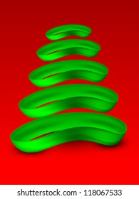 Stylized Xmas tree on red background for Merry Christmas celebration. EPS 10.