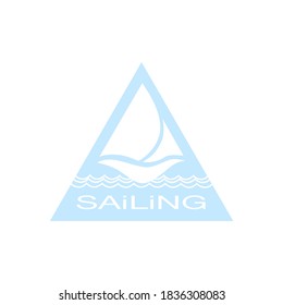 Stylized yacht in a triangle. Logo. Vector image.