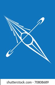 stylized yacht  white on blue background