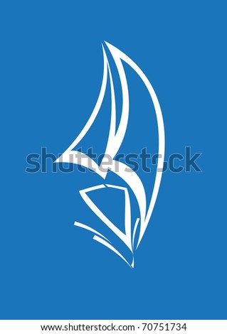 Image, Stock Photo stylized sailboat with white sails on blue background / handicraft work