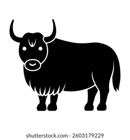 Stylized Yak Silhouette, Simple Vector Artwork for Wildlife and Outdoor Concept Design, Branding Illustration