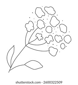 Stylized yarrow flower with leaves, doodle style flat vector outline for coloring book
