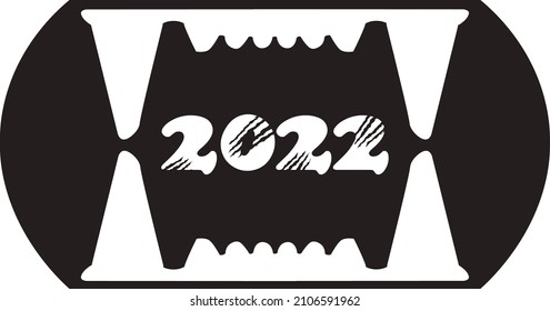 Stylized year of the tiger 2022. Striped 2022. Festive New Year greeting card.