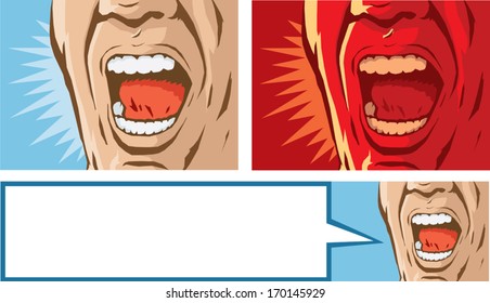 Stylized yelling mouth