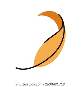 Stylized yellow autumn falling leaf, simple illustration of natural foliage