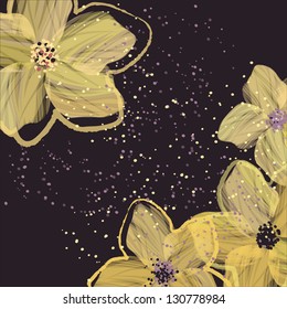 Stylized yellow flowers. Abstract floral background.