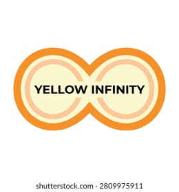 A stylized yellow infinity symbol with an orange border on a white background, conveying limitless possibilities and positivity.