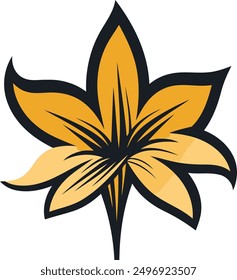 Stylized yellow lily flower with black outlines