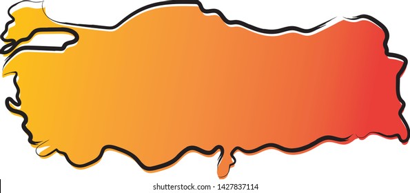 Stylized yellow red gradient sketch map of Turkey