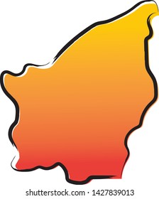 Stylized yellow red gradient sketch map of San Marino