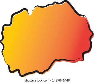 Stylized yellow red gradient sketch map of North Macedonia
