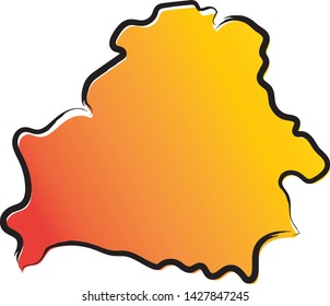 Stylized yellow red gradient sketch map of Belarus