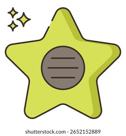 Stylized Yellow Star with Central Circle and Sparkle Icons