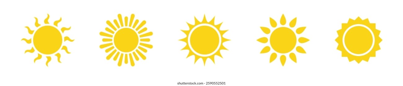 Stylized Yellow Sun Vector Icon Designs