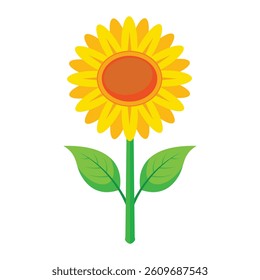 Stylized Yellow Sunflower Vector Illustration with Brown Center