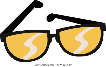 Stylized Yellow Sunglasses Illustration Traveling