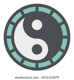Símbolo Yin Yang Estilizado com Ênfase Azul em Design Circular