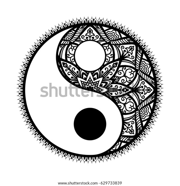 Download Stylized Yin Yang Tao Mandala Symbolmonochrome Stock ...