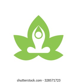 Stylized yoga lotus icon.