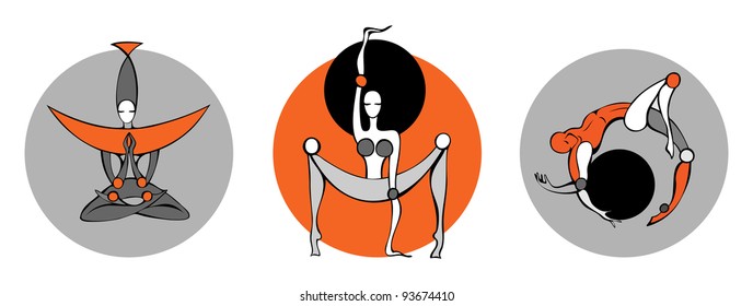 stylized yoga people