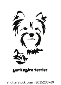 Stylized Yorkshire Terrier. Vector drawing of a small dog with a haircut and hypoallergenic hair