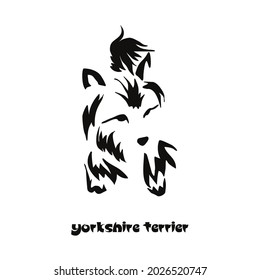 Stylized Yorkshire Terrier. Vector drawing of a small dog. Gestalt animal design