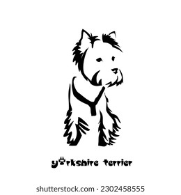Stylized Yorkshire Terrier. Vector drawing of a small dog. Gestalt animal design