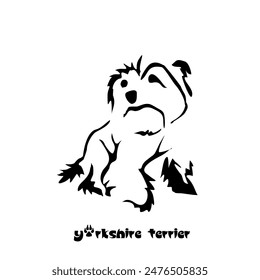 Stylized Yorkshire Terrier. Vector drawing of a small dog. Gestalt animal design