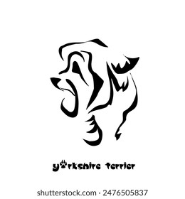 Stylized Yorkshire Terrier. Vector drawing of a small dog. Gestalt animal design