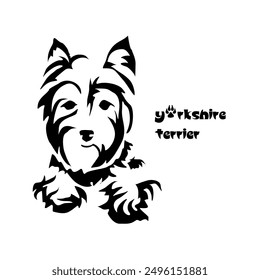 Estilizado Yorkshire Terrier. Dibujo de Vector de un perro Pequeño. Diseño de animales Gestalt