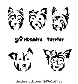 Stylized Yorkshire Terrier. Vector drawing of a small dog. Gestalt animal design