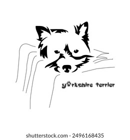 Stylized Yorkshire Terrier. Vector drawing of a small dog. Gestalt animal design