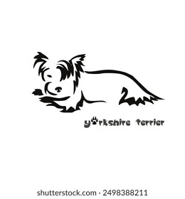 
Stylized Yorkshire Terrier. Vector drawing of a small dog. Gestalt animal design