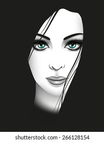 Stylized young woman portrait. Beauty and fashion concept