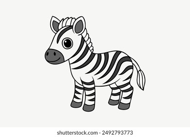 Stylized zebra vector with black and white stripes, perfect for logos, posters, and educational materials. High-quality and scalable for any design project.